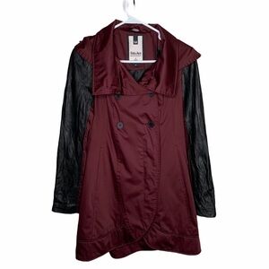 Soia & Kyo wine Trench Coat leather arm detail S